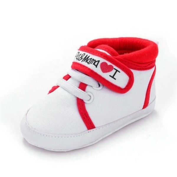 Zapatillas Deportivas bebé niña blancas y rojas modelo Love