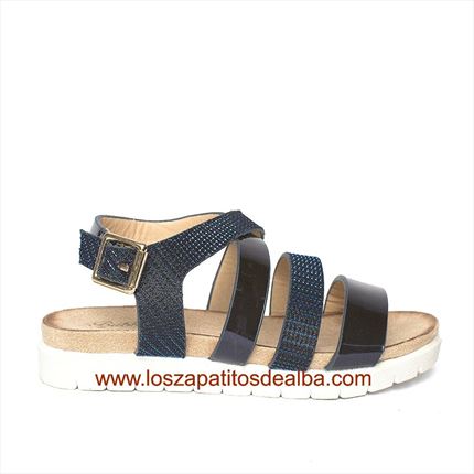 Sandalias Niña Azul marino Metalizada🥇  | ZapatitosDeAlba