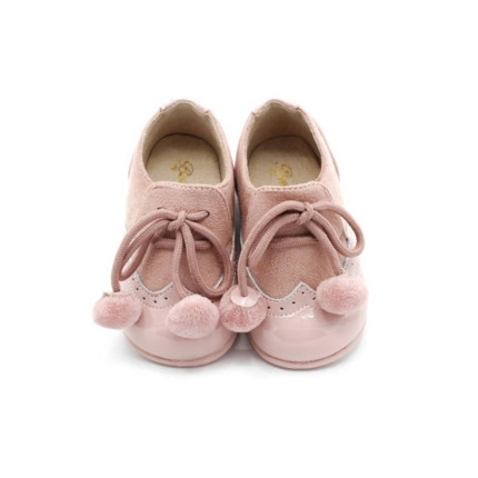 Comprar Zapato Bebé NIña Rosa Blucher Pompones. ✔ Muy chulos