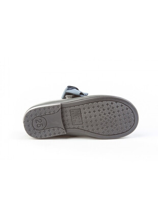 Merceditas Niña Gris Piel Velcro Angelitos