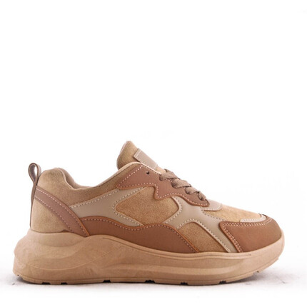 Deportivas Mujer Camel Con Plataforma