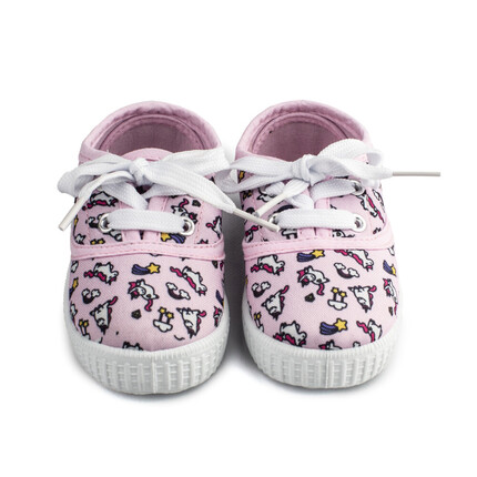 Zapatillas Niña Lona Bebe Rosas Modelo Unicornio