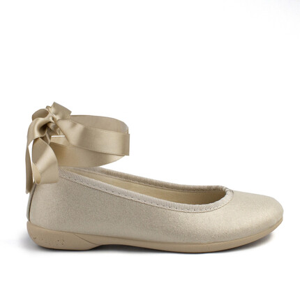 Compra Bailarinas Niña Ceremonia Beige Cinta Baratas 💖