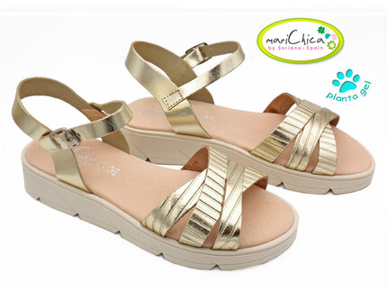 Sandalias Niña Doradas en Piel