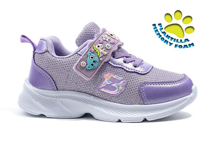 Deportivas Para Niña Moradas Con Cierre Velcro Modelo Fantasía