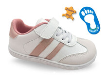 Deportivas Niña Barefoot Blanca Con Rayas Rosa