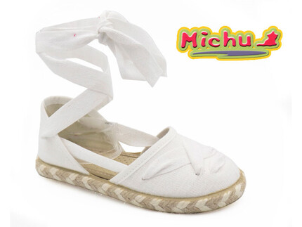 Alpargatas Niña Blancas Modelo Falla | Esparto con Cintas para Atar – Tienda Online Los Zapatitos de Alba