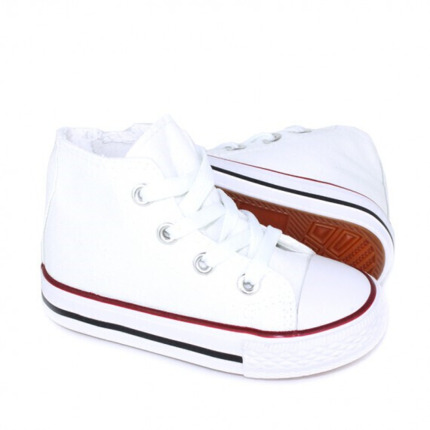 Botines Lona Niña Blanca Puntera Con Cremallera Unisex