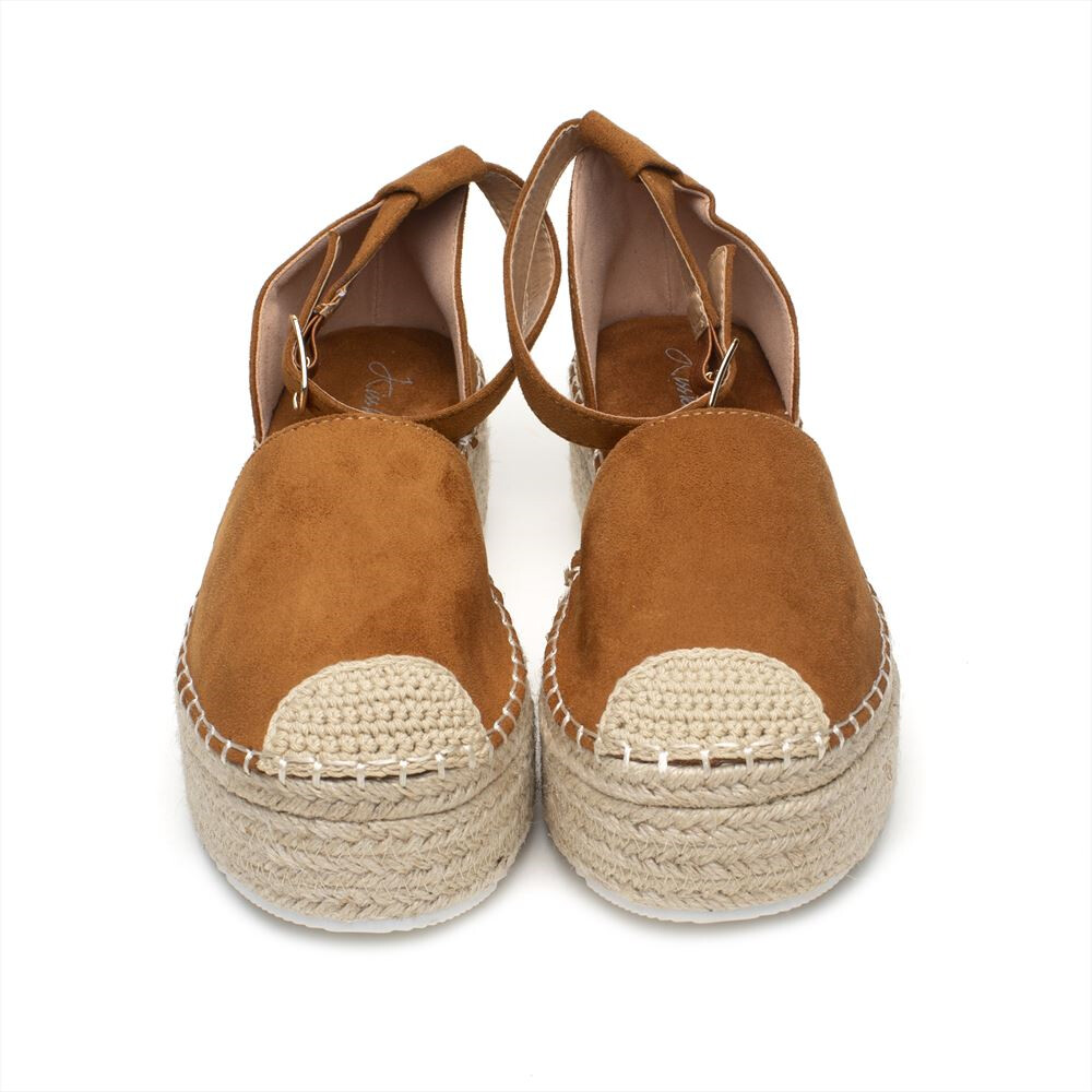 Comprar Alpargatas Esparto Camel Con Plataforma Midi.