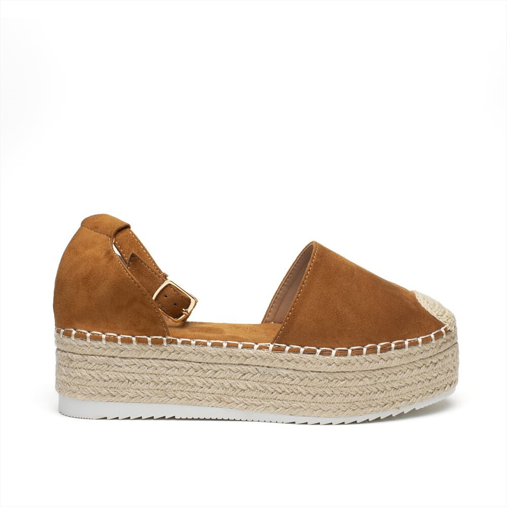 Comprar Alpargatas Esparto Camel Con Plataforma Midi.