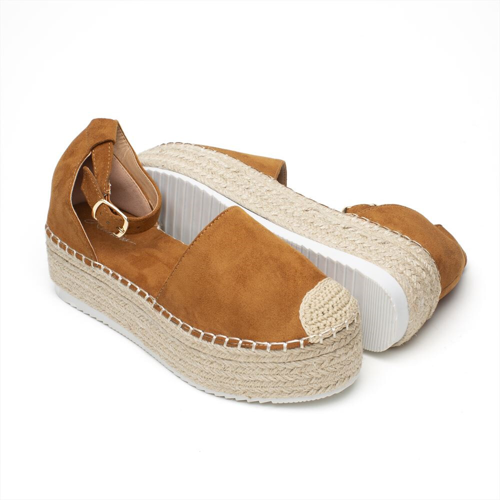 Comprar Alpargatas Esparto Camel Con Plataforma Midi.