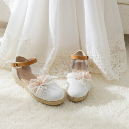 Alpargatas Niña Comunion Blanca Plumeti