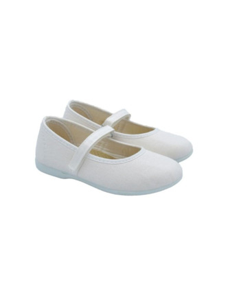 Bailarinas Lona Blanca Con Velcro . Lonas Niña Baratas