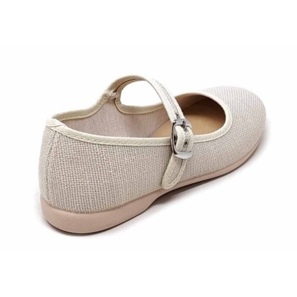 Compra Bailarinas Niña Ceremonia Beige Cinta Baratas 💖