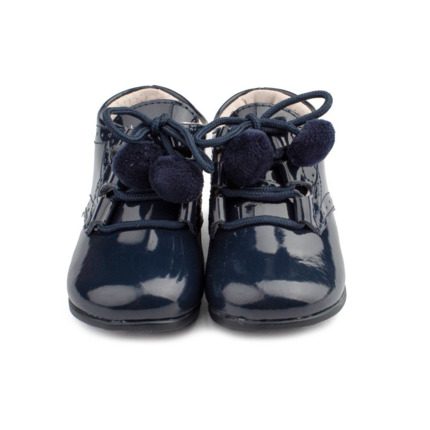 Botas Bebe Azul Marino Charol Modelo Pompón