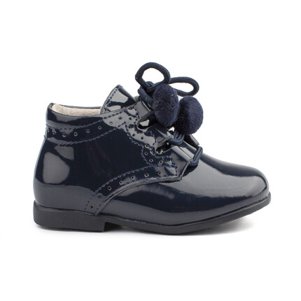 Botas Bebe Azul Marino Charol Modelo Pompón