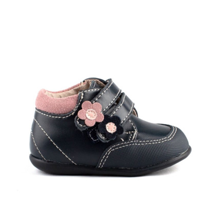 Botas Bebe Niña Piel Marino Primeros Pasos