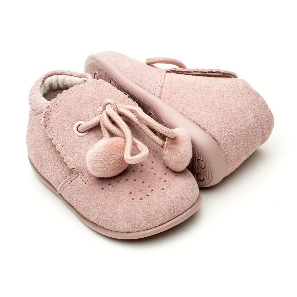 Botas Bebe Rosa Pompones【Al precio】 ZapatitosDeAlba