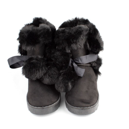 Botas Niña Australianas Negras Pompones