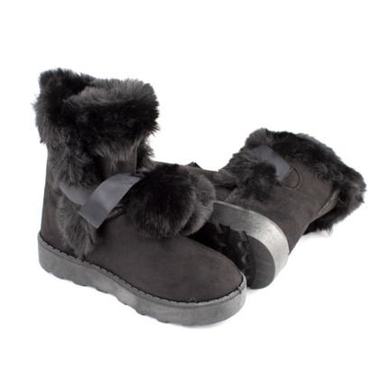 Botas Niña Australianas Negras Pompones