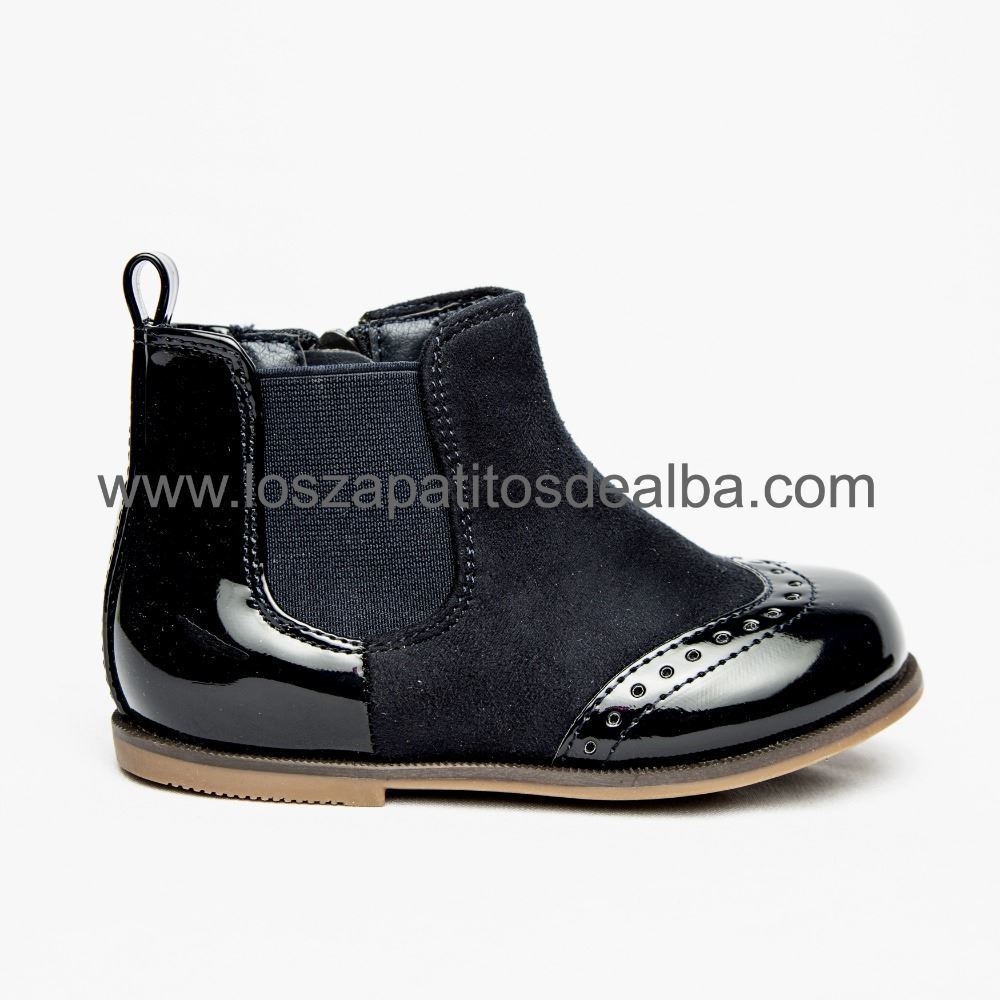 Botas Azul Marino Combinadas Puntera Charol ▷baratos◁