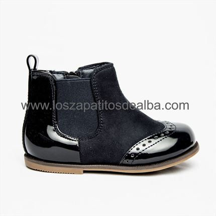 Botas Niña Azul Marino Combinadas Puntera Charol ▷baratos◁