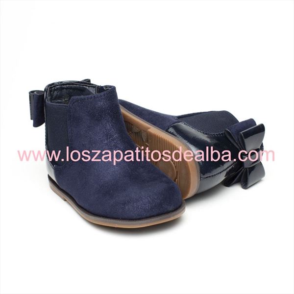 Botas Niña Azul Marino Lazo Talonera (2)