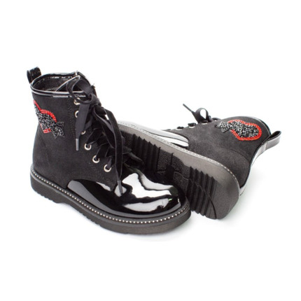 Comprar Botas Niña Negras Corazon Rojo. Botas Niña Baratas