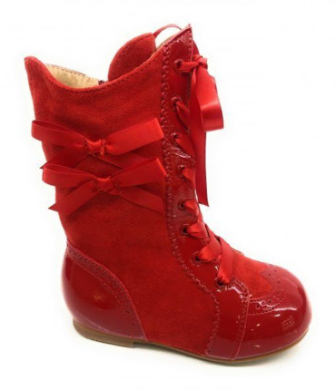 Comprar Botas Pascualas Roja Doble Lazo🥇  | ZapatitosDeAlba