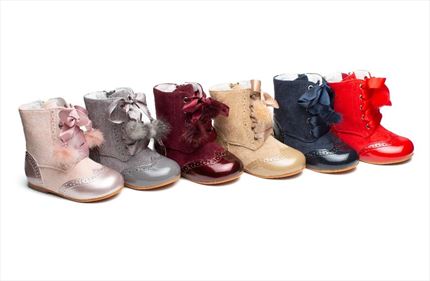Zapato Bebé Botas Pascualas Combinadas Charol y Serraje Rojo MiniVillena -  Minivillena Calzados