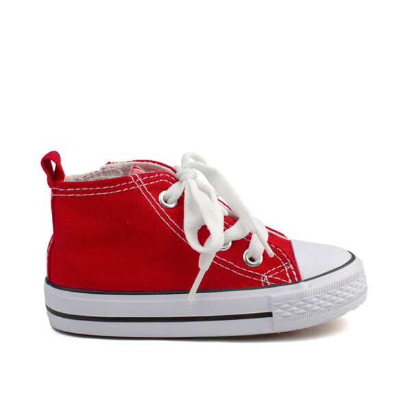 Botines Lona Unisex Rojo Con Cremallera