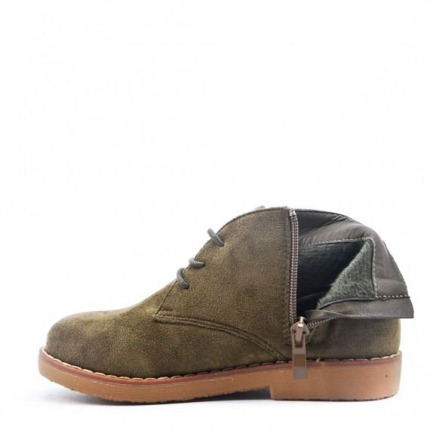 Botines Niño Verde Kaki Gamuza