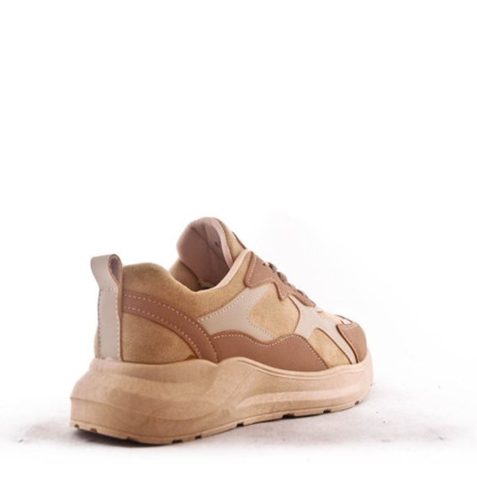 Deportivas Mujer Camel Con Plataforma