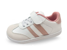 Deportivas Niña Barefoot Blanca Con Rayas Rosa