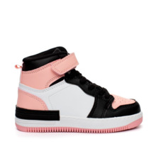 Deportivas Niña Con Velcro  Rosa Y Negra