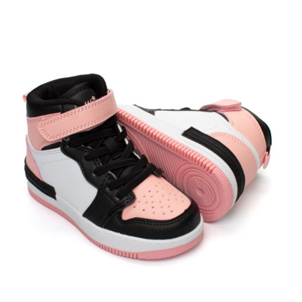 Deportivas Niña Con Velcro  Rosa Y Negra