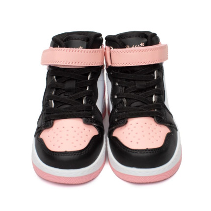 Deportivas Niña Con Velcro  Rosa Y Negra
