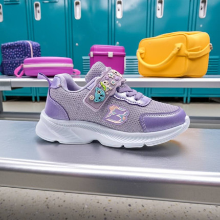Deportivas Para Niña Moradas Con Cierre Velcro Modelo Fantasía
