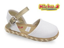 Esparteñas Niña Blancas Para Ceremonia con Correa Dorada