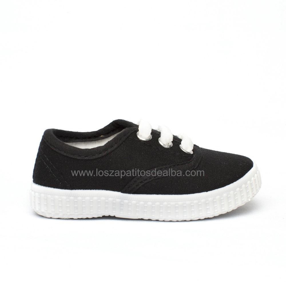 MD Zapatillas de lona negra unisex niña-niño