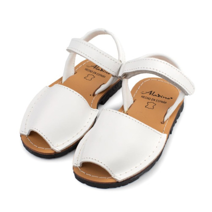 Menorquinas Niño Blancas Piel con Velcro
