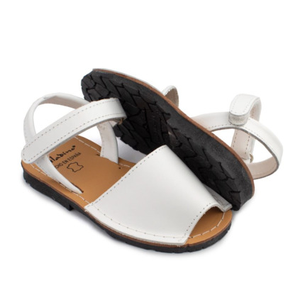 Menorquinas Niño Blancas Piel con Velcro