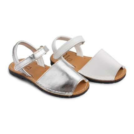Menorquinas Niño Blancas Piel con Velcro