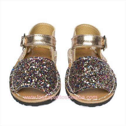 Menorquinas Niña Glitter Multicolor▷baratos◁   ZapatitosDeAlba