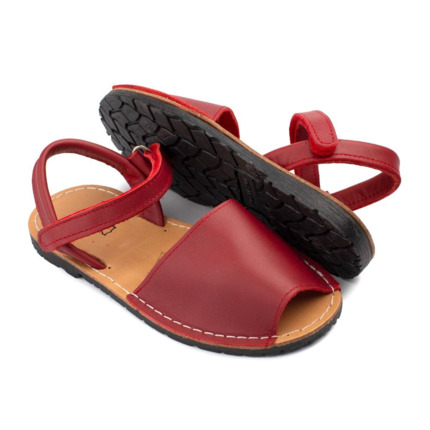 Menorquinas Niño Roja Piel con Velcro