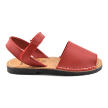 Menorquinas Niño Roja Piel con Velcro