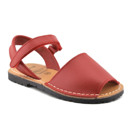 Menorquinas Niño Roja Piel con Velcro