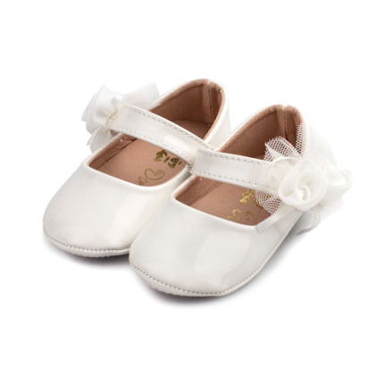 Merceditas Bebe Niña Blanca Charol Sin Suela