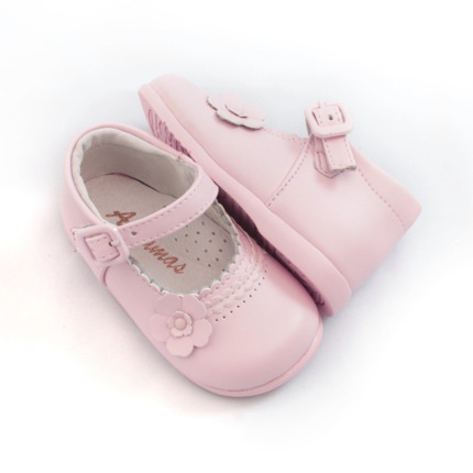 Comprar Merceditas bebé niña primeros pasos rosa modelo Flor 🥇