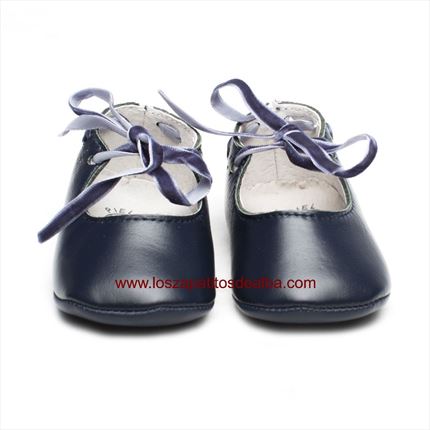 Merceditas bebé piel lazada Azul marino